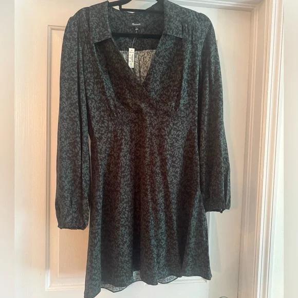 NWT Madewell Long-Sleeve Mini Shirtdress in Floral - Picture 2 of 4